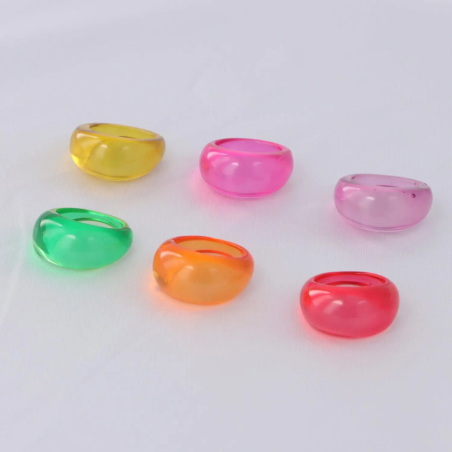 Korean Colorful Acrylic Vintage Round Rings - Bold Fashion Jewelry