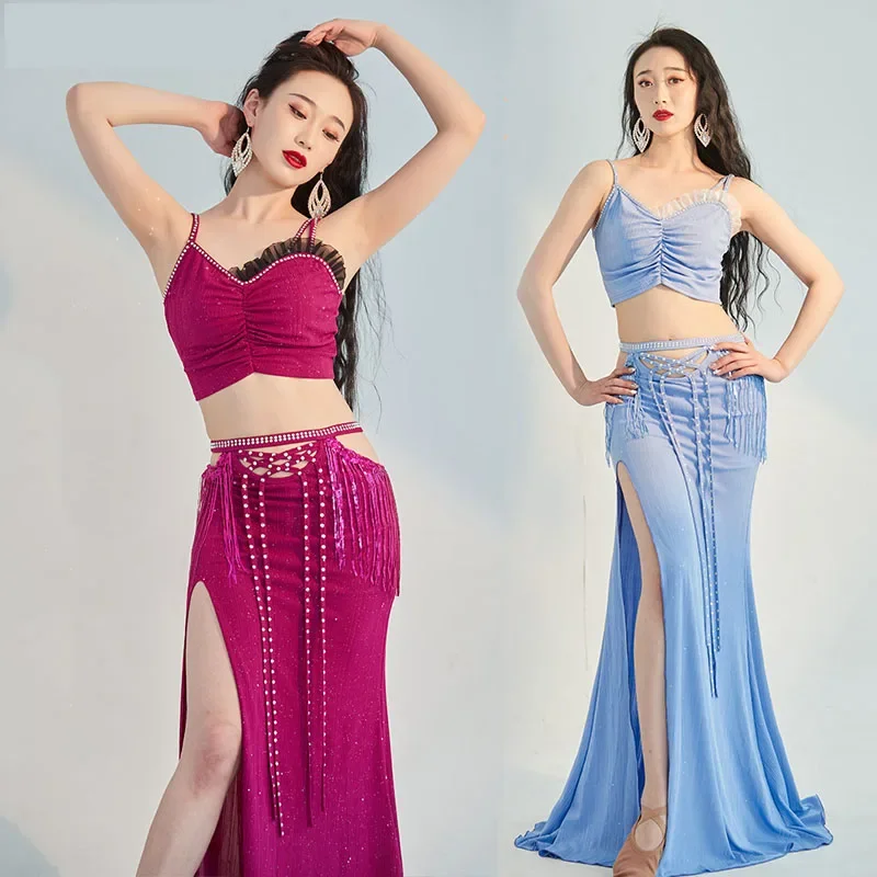 Belly Dance Costume Set Women Ladies Oriental Practice Wear Professional  Top+long Skirt 2pcs Set Stage Performance dress