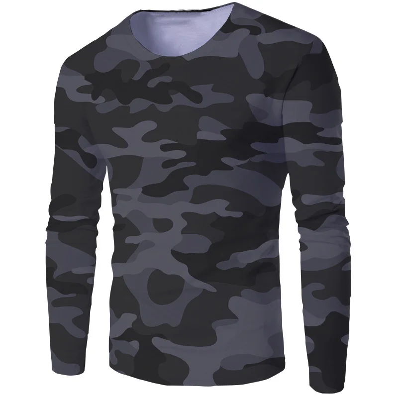 Mens Camo Long Sleeve T Shirt Pullovers