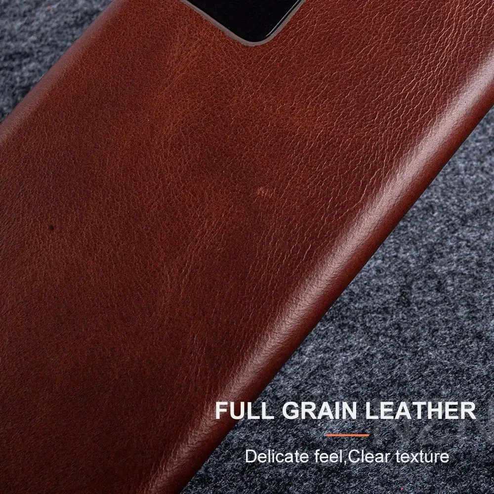 Premium Oil Wax Genuine Leather Retro Shockproof Phone Case - Stylish Protective Cover