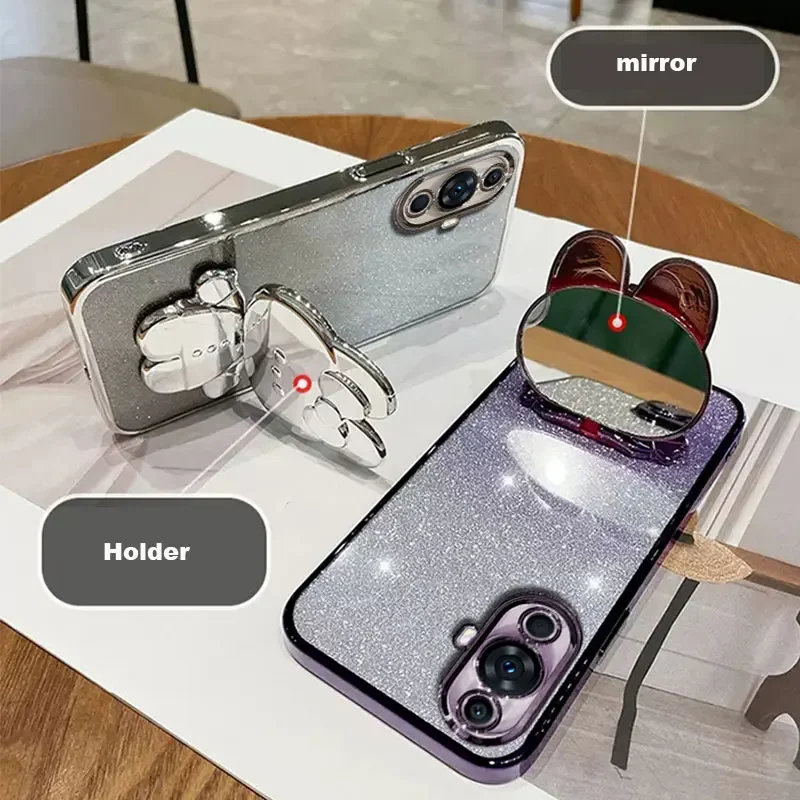 Luxury Glitter Mirror Rabbit Holder Shockproof Case
