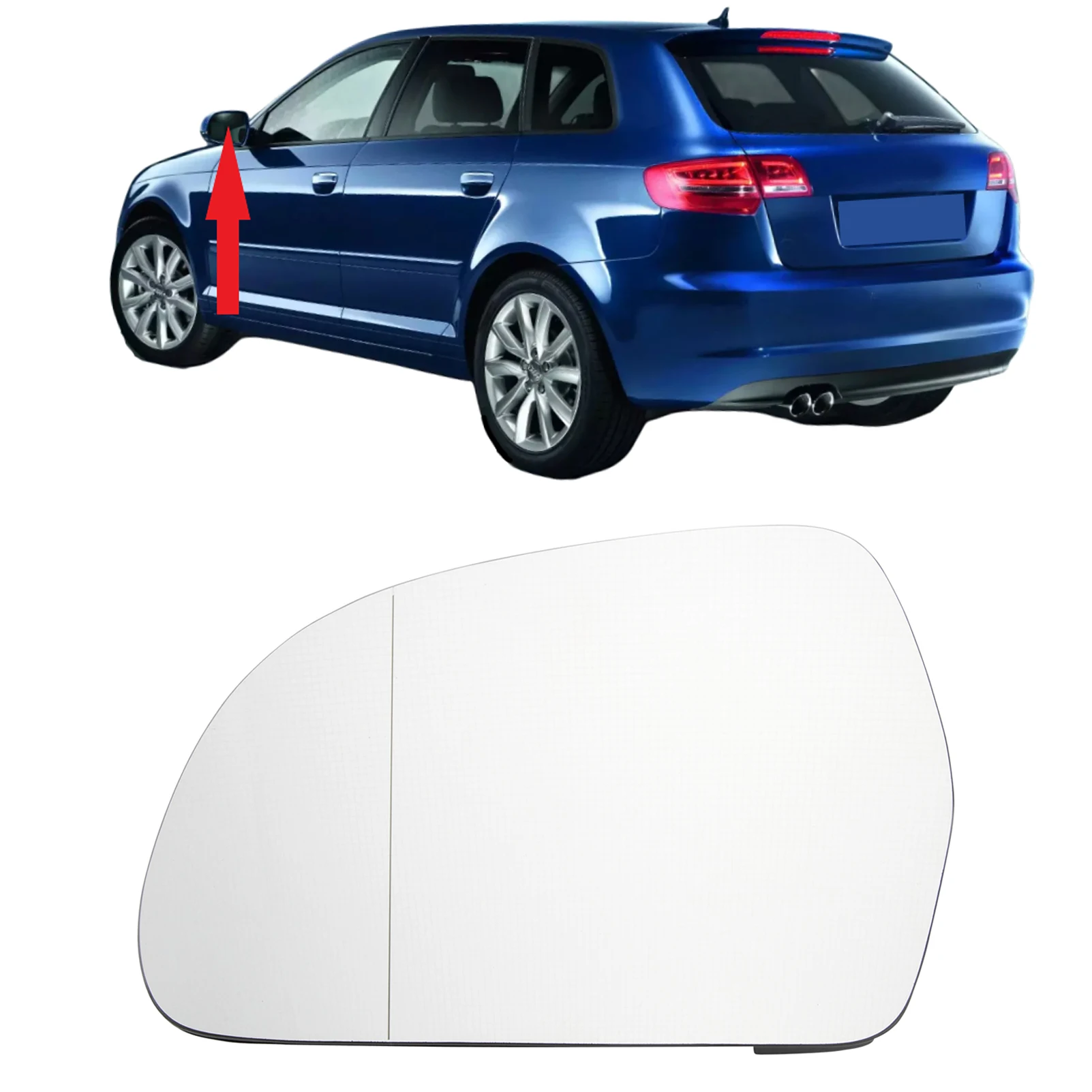 

Left Side Heated w/Backing Driver Car Rearview Wing Mirror Glass Heated Back Plate Glass for Audi A5 Quattro S4 8k0857535F