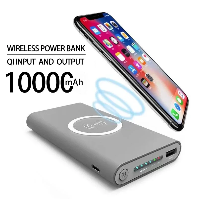 

10000mAh Free Shipping Wireless Power Bank Fast Charging Portable LED Display External Battery Pack for HTC PowerBank