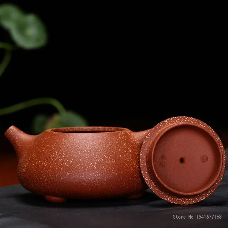 Chinese Style Classic Dragon Blood Color Sand Tea Pot, Xishi Yixing Purply Teapot, Handmade Kongfu Tea Pots, 240ml, 1Pc