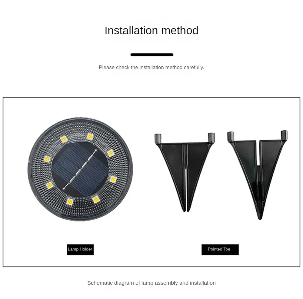 Description Picture 3 of itemIP68 Waterproof LED Outdoor Solar Power Ground Light Lighting Control Path Deck Lights Yard Driveway Lawn Garden Decoration Lamp