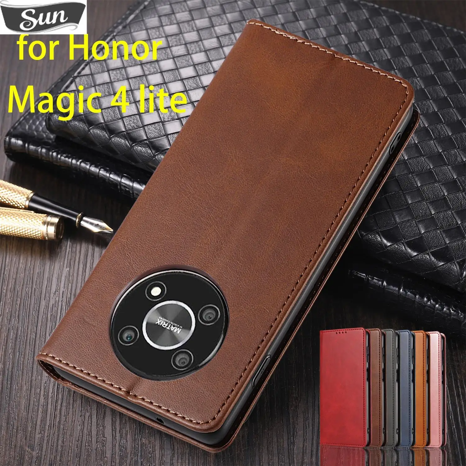 

Магнитный Привлекательный Кожаный чехол для Huawei Honor Magic 4 lite / Honor Magic4 lite, флип-кобура, бумажник, чехол, чехлы
