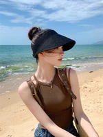 Free Fhipping New Fashion Lady Straw Hat For Women Summer Sun Visor Sunhat Panama Boater Floppy Female Hat Straw Beach 2