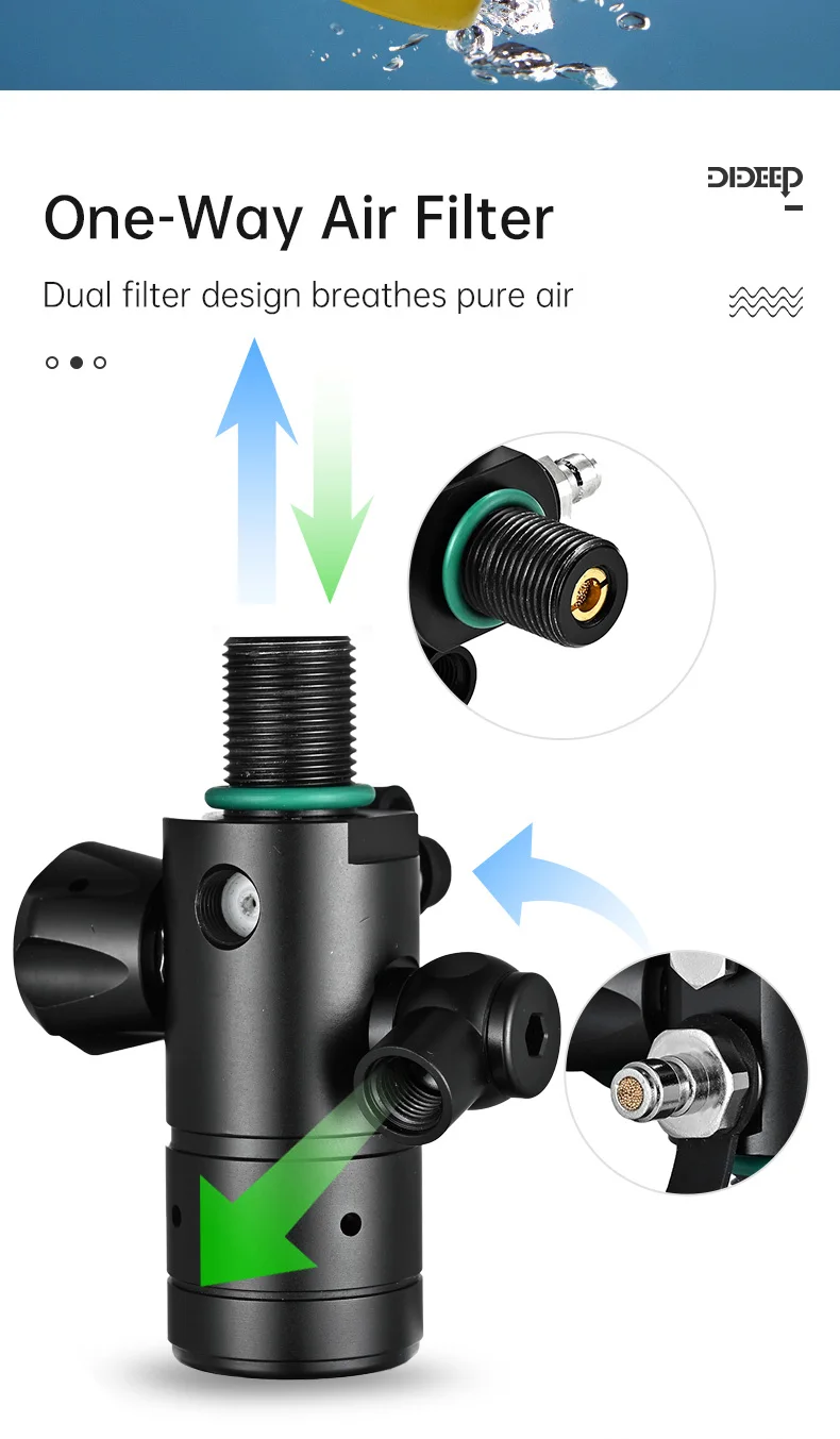 DIDEEP 2L Mini-Tauchflaschen-Set, bis zu 30-40 Minuten Tauchzeit unter Wasser, einfach zu bedienende Tauchflasche. Tragbare Tauchflasche – Detail 7