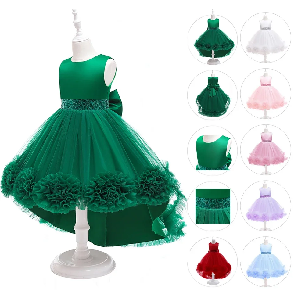 

Flower Girl Wedding Party Ball Tailed Dress Girls Kids Party Wear Birthday Communion Party Graduation Dinner Dress