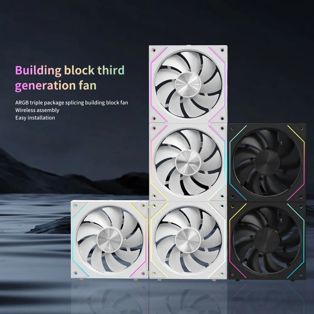 PC Case Fan Mirror Cycle ARGB CD Texture Wireless Splicing 3in1 Noiseless PWM 1800rpm Water Cooling Radiator Ventilador Coolcirc
