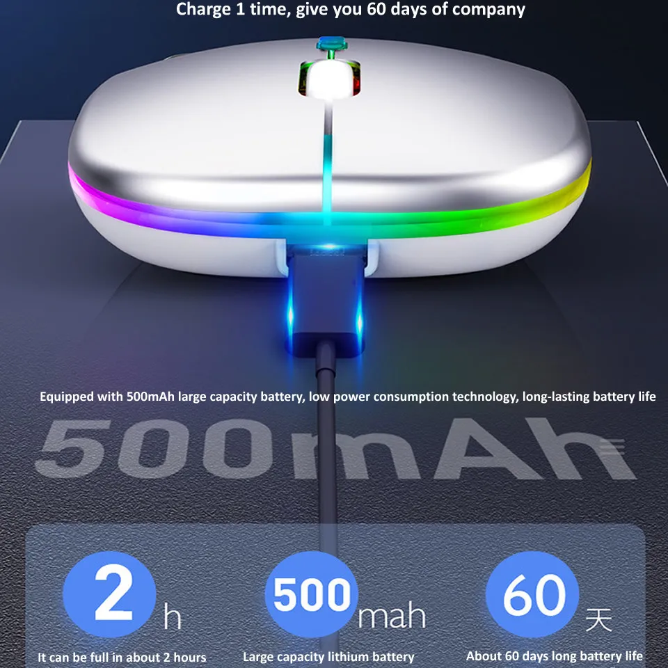 Wireless LED Backlit USB Rechargeable Bluetooth-compatible RGB Silent Gaming Mouse For Ipad Laptop PC Mause Gamer wireless mouse gaming mouse wireless gaming mouse wireless optical mouse