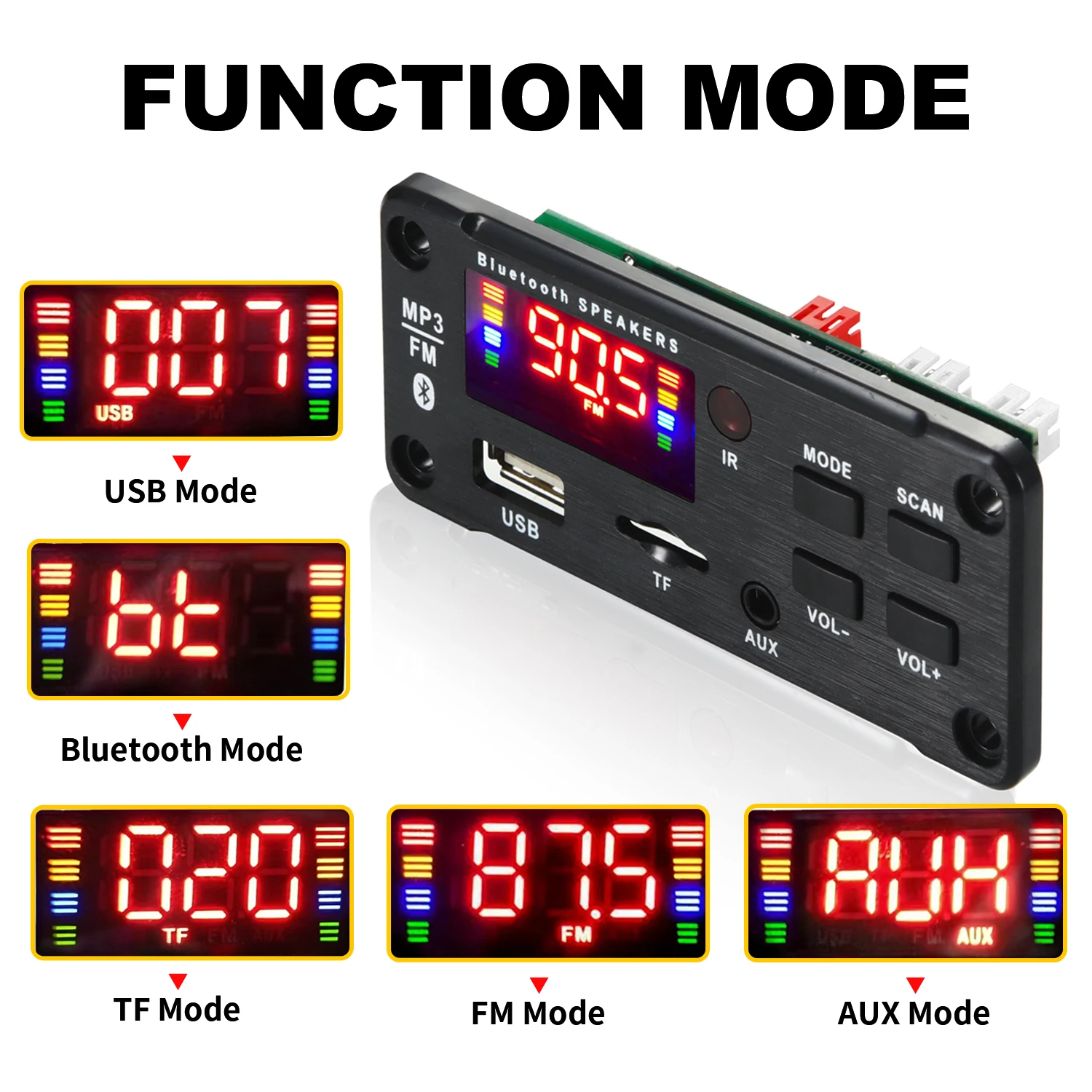 25W  MP3 WMA WAV ڴ  USB   5.0   ÷̾ 6V-12V ڵ FM  AUX ȭ 