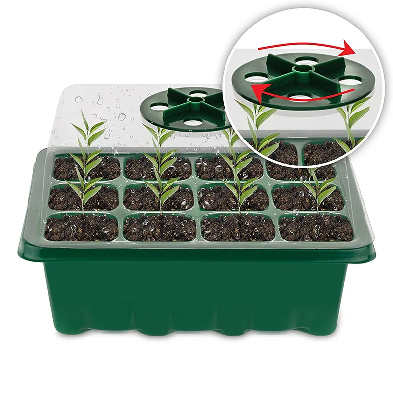 12 Cells Seed Starter Tray Box Nursery Pot Seedling Germination Planter Adjustable Ventilation Humidity seed starter tray seedling tray