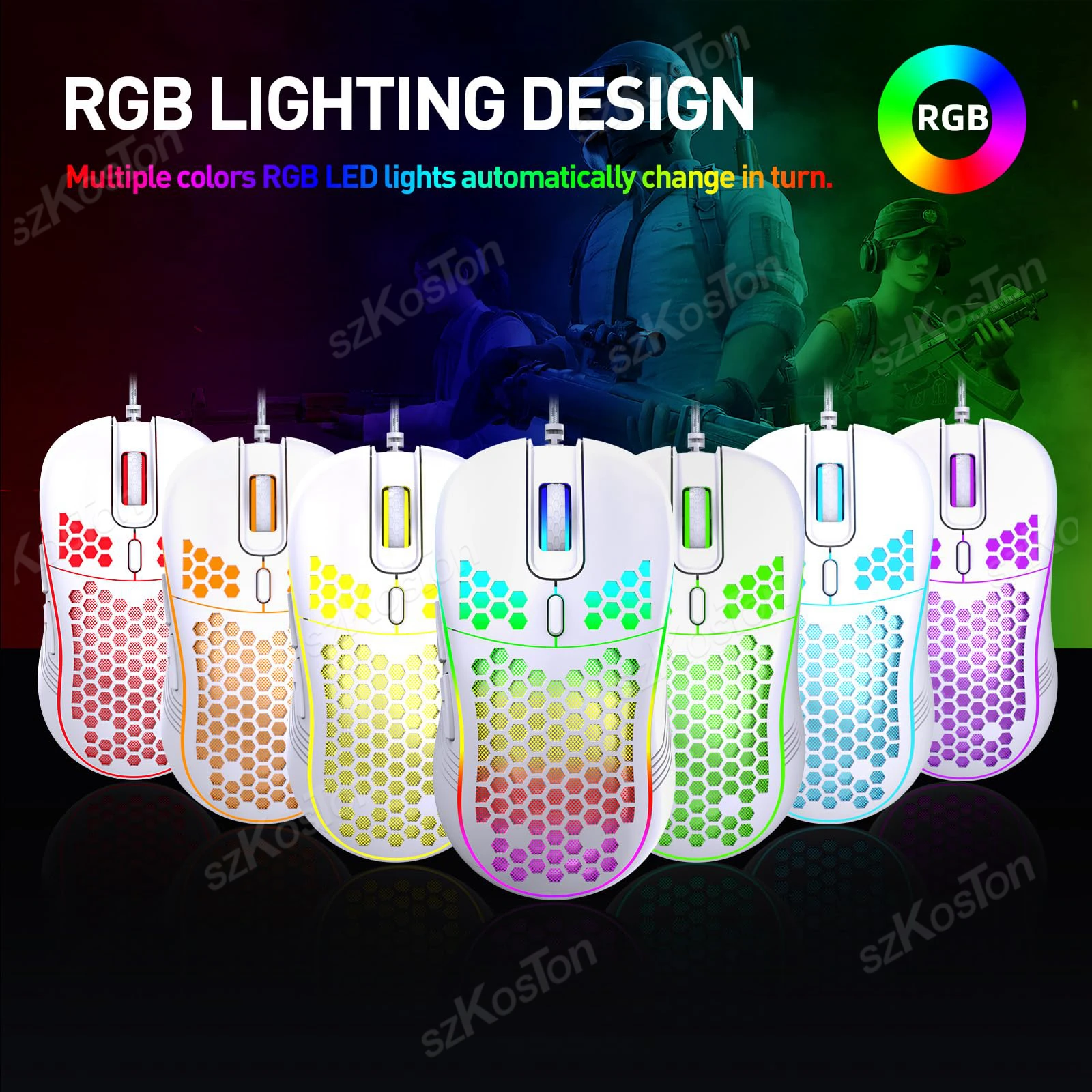 RGB Honeycomb Gaming Mouse 3