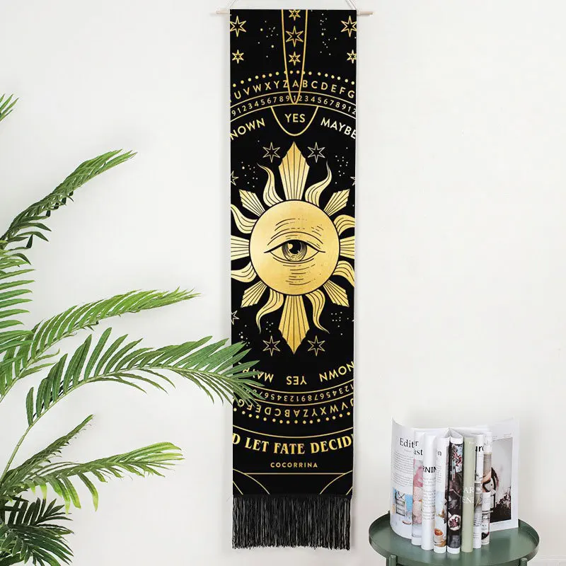 

Hippie Bohemia Rectangular Office Wall Sun Moon Phase Tapestry Tarot Snake Mandala Macrame Tassel Tapestries Home Wall Blankets