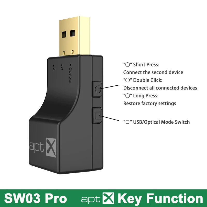APTX Adaptive Bluetooth 5.4 Transmitter USB/Optical Low Latency Stereo Music Dual Stream Wireless bluetooth adapter bluetooth transceiver adapter for NS TV PC PS4 Xbox