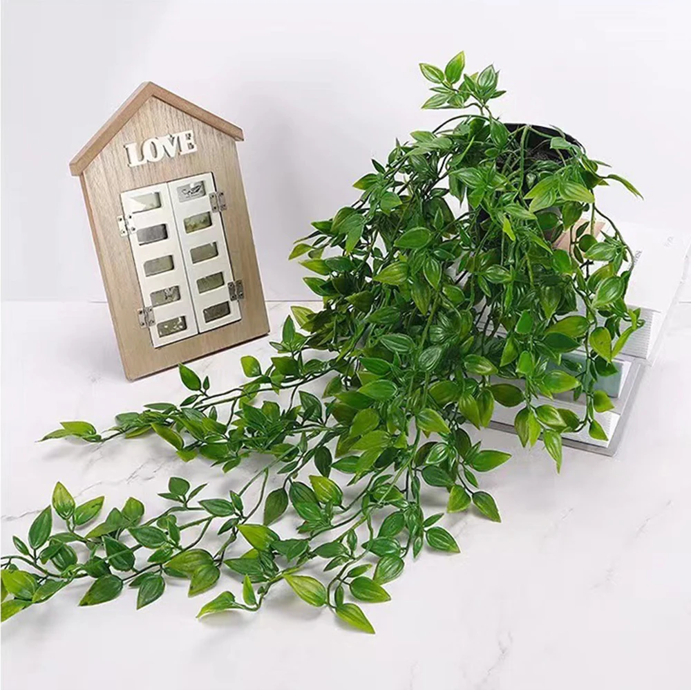 1pc künstliche Eukalyptus Rattan hängende Pflanze Topf grüne Pflanze Mandala Rebe geeignet für Wand zimmer Home Interior Regal Dekor – Detail 17