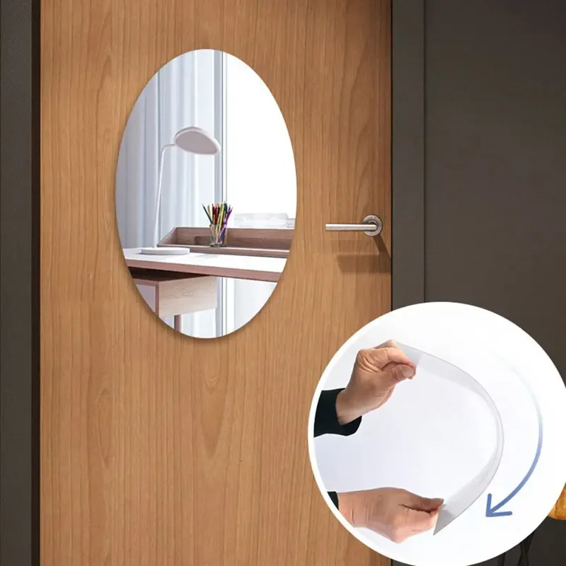 1/2pcs Mirror Decorative Wall Mirrors Sticker Room Decor Glass Soft Mirror Wall Sticker Home Bathroom Living Room Decor
