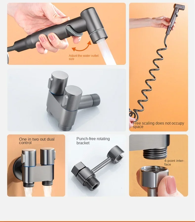 Bidet toilet sprayer set spray water bathroom handheld bidet sprayer toilet shower double outlet angle valve toilet accessories 3