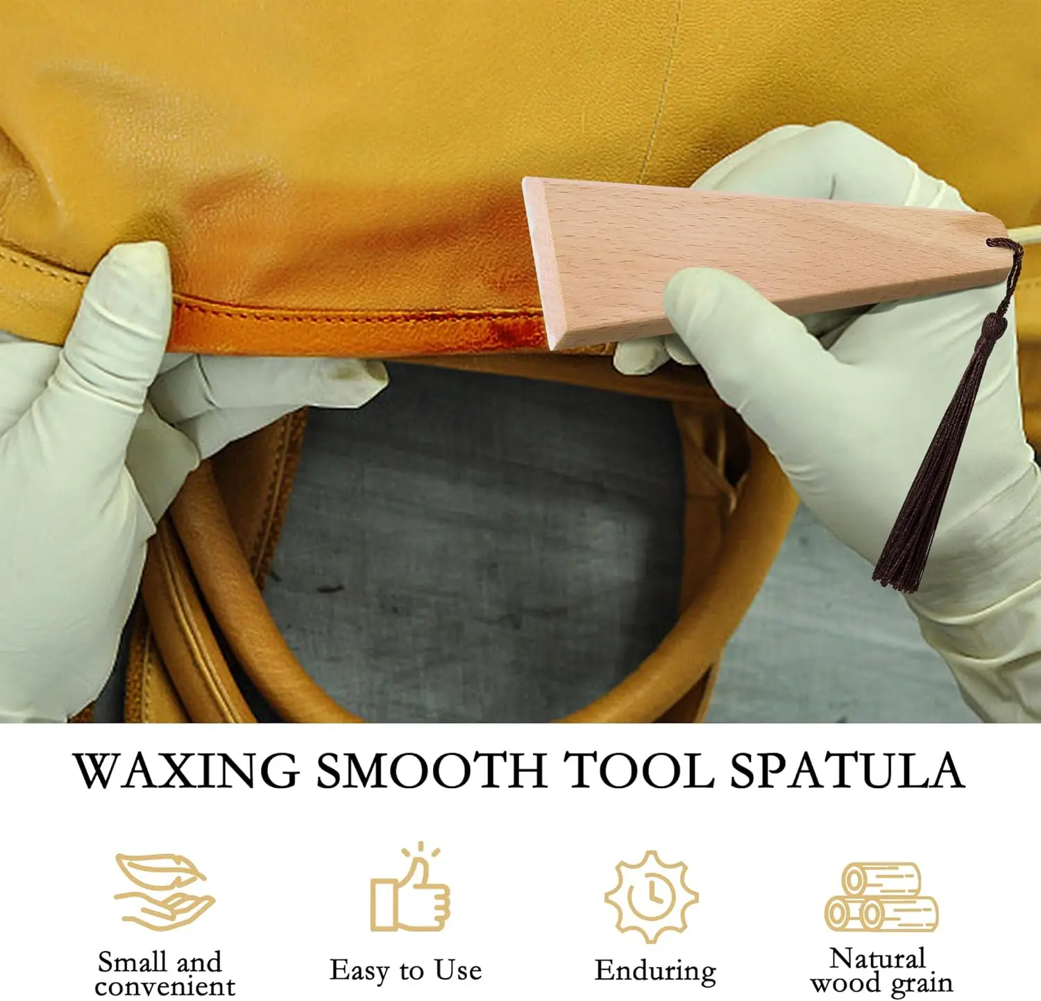 Description Picture 4 of itemWaxed Canvas Smoothing Tool - Wooden Waxing Tool for Even Application - Portable Leather Care Kit for Boots, Zippers, and Seams