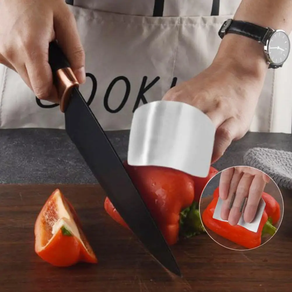 2Pcs Stainless Steel Finger Guard for Cutting Adjustable Finger Protector Safety Durable Veggie Chopper for Dicing Easy to Clean