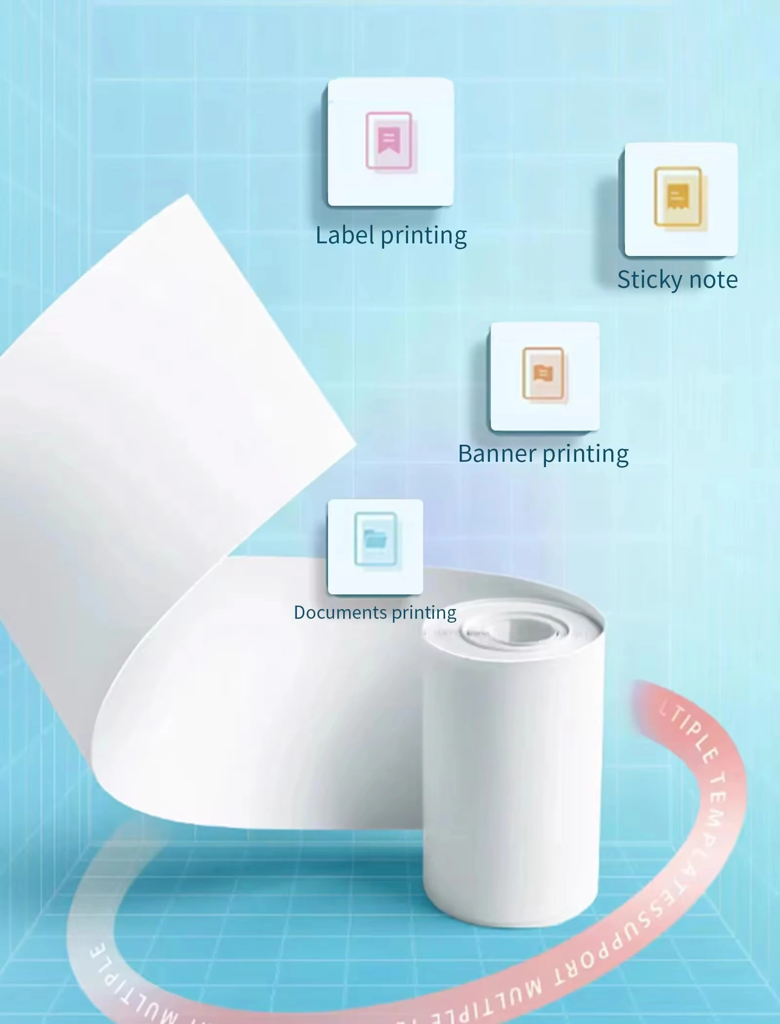 Mini Printer Paper Long Printer Paper 57 x 25 mm Self Adhesive Thermal Printable Sticker For Pocket Thermal pocket printer,thermal paper,printing paper,thermal paper roll,thermal printer paper