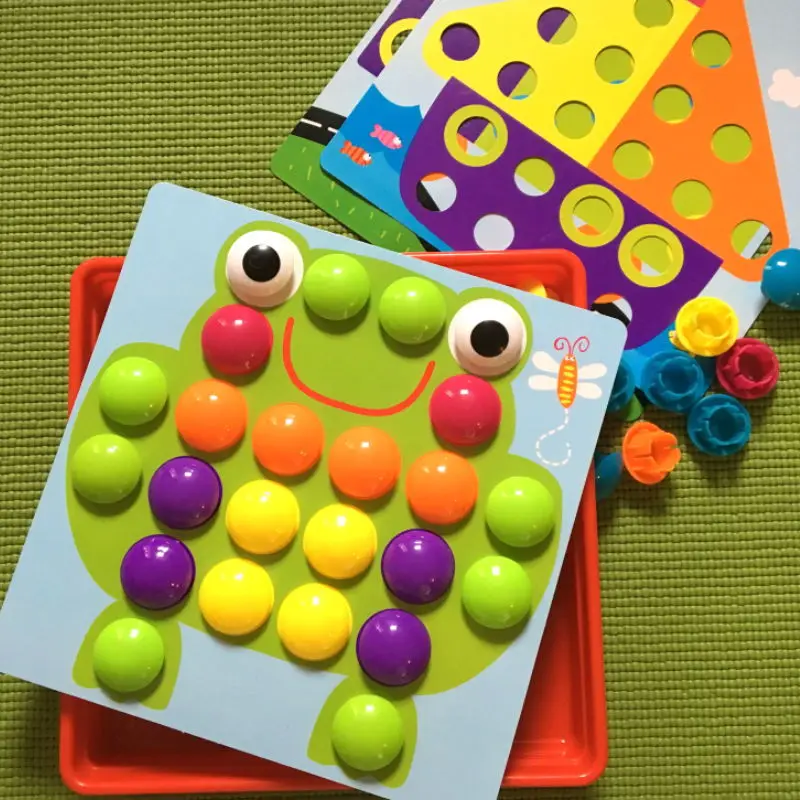 

New Mushroom Nail DIY Cartoon Handmade Toys Children's Montessori Educational Toys Intelligent 3D Puzzle Game Jigsaw Board Gifts