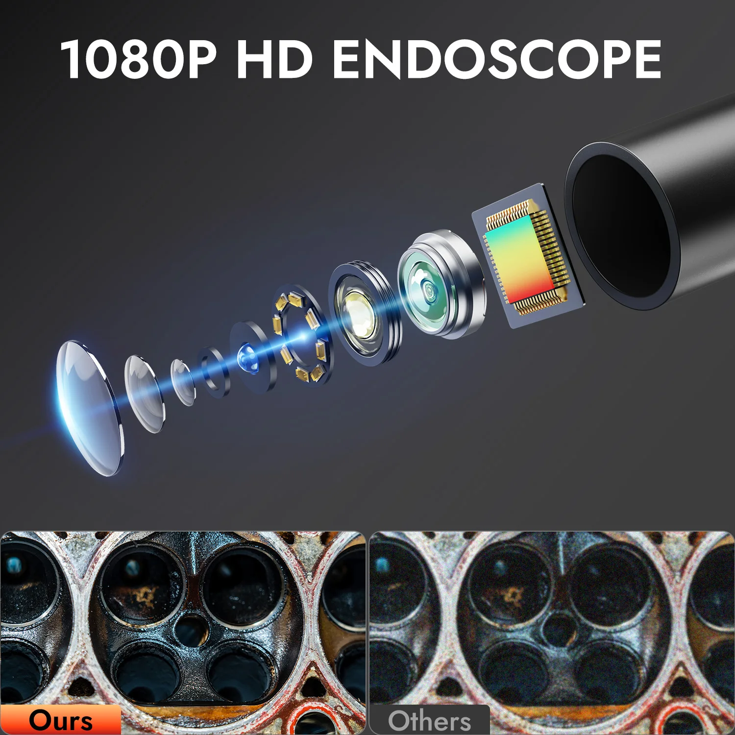 4.3inch Endoscope Camera with Light Inspection Borescope Camera with 1080P with