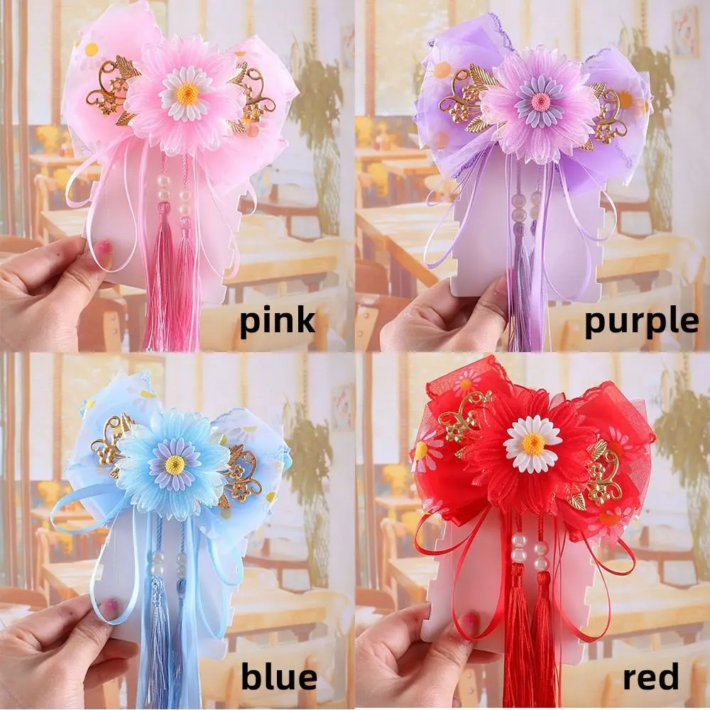 1pc New Children Practical Hair Clips Hair Accessories Mesh Flowers Bow Ribbon Hairpin
