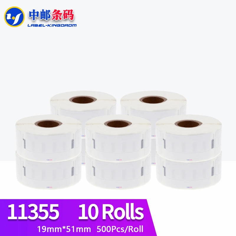 

10 Rolls Dymo Generic 11355 Label Sticker 19mm*51mm 500Pcs Compatible for LabelWriter400 LW450 Turbo Thermal Printer