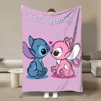 Personalized Custom Name Blanket Disney Stitch Printed Blanket for Sofa Bed Cover Blanket Suitable for Birthday Child Adult Gift 1