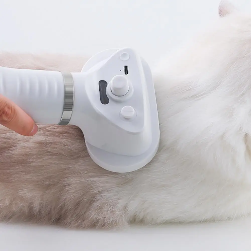 

Pet Hair Care Spray 2-in-1 Pet Grooming Hot Air Comb with Adjustable Temperature Mode Detachable Head Electric Hair for Cats