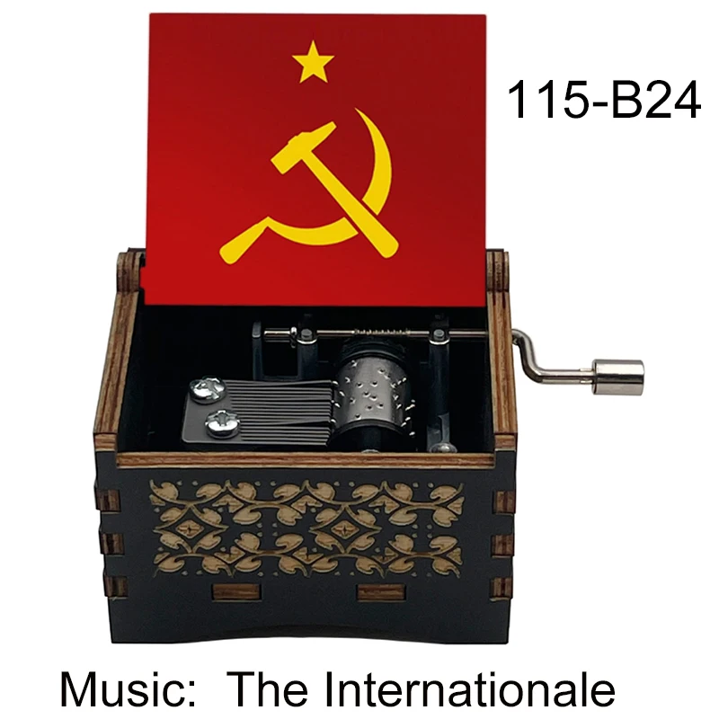 Black Wood The Internationale Music Box 18 Tones Musical Gifts For Senior Grandparent Commemorative Souvenir New Year Cute Decor