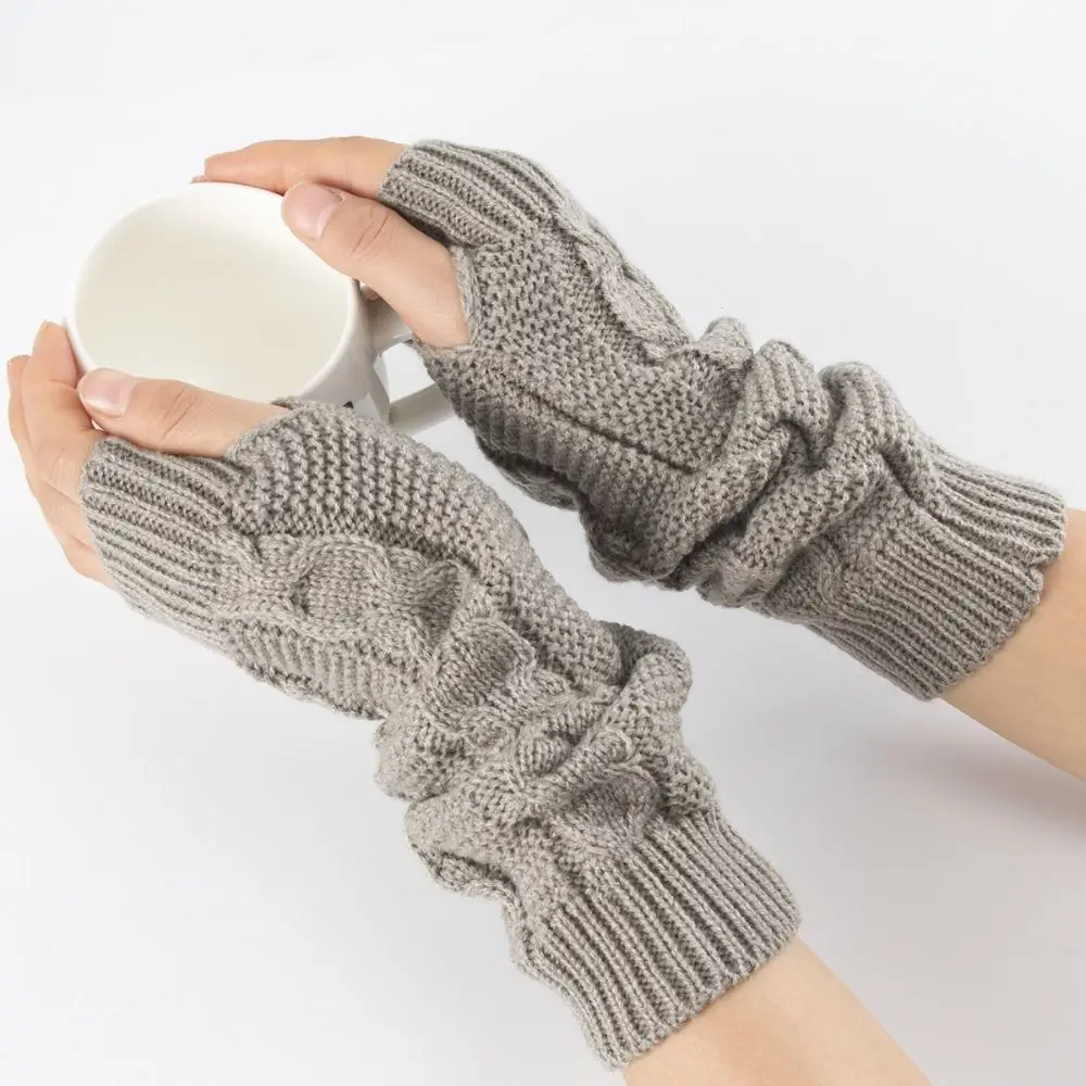 

Fingerless Long Wrist Gloves New Twists Pattern Elastic Knitted Gloves Arm Warmers Punk Warm Arm Mittens Autumn Winter