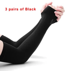 Arm Guard Sleeve with Thumb Hole - Sun UV Protection (Black 3 pairs)