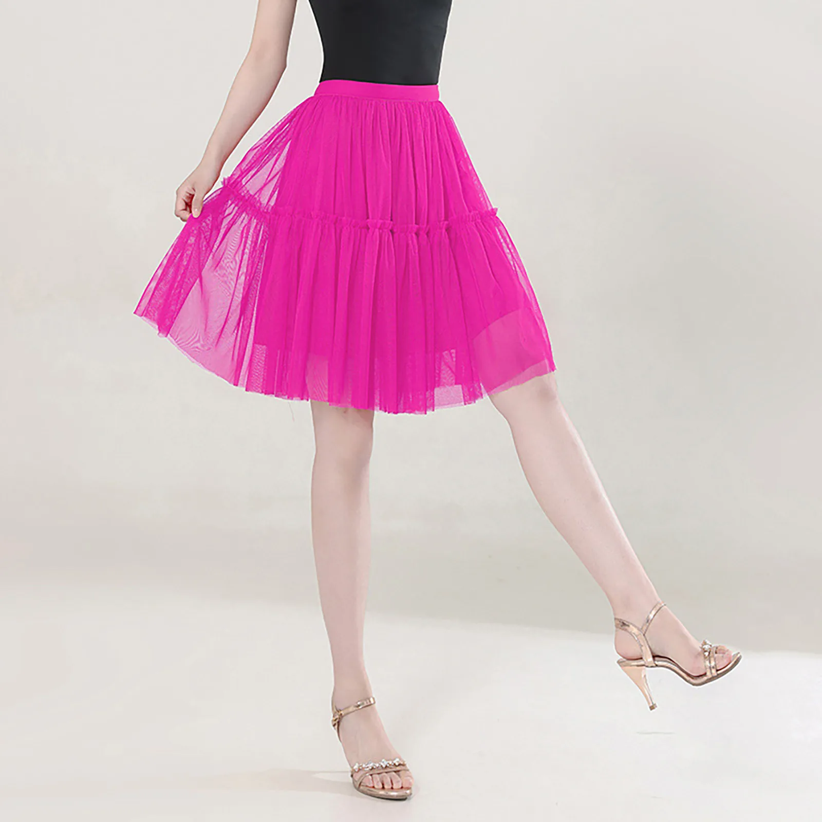 

Women Dance Party High Waisted Ruffles Tulle Half Skirt Holiday Party Costume TuTu Ballet Skirts Swim Cover up Skirt
