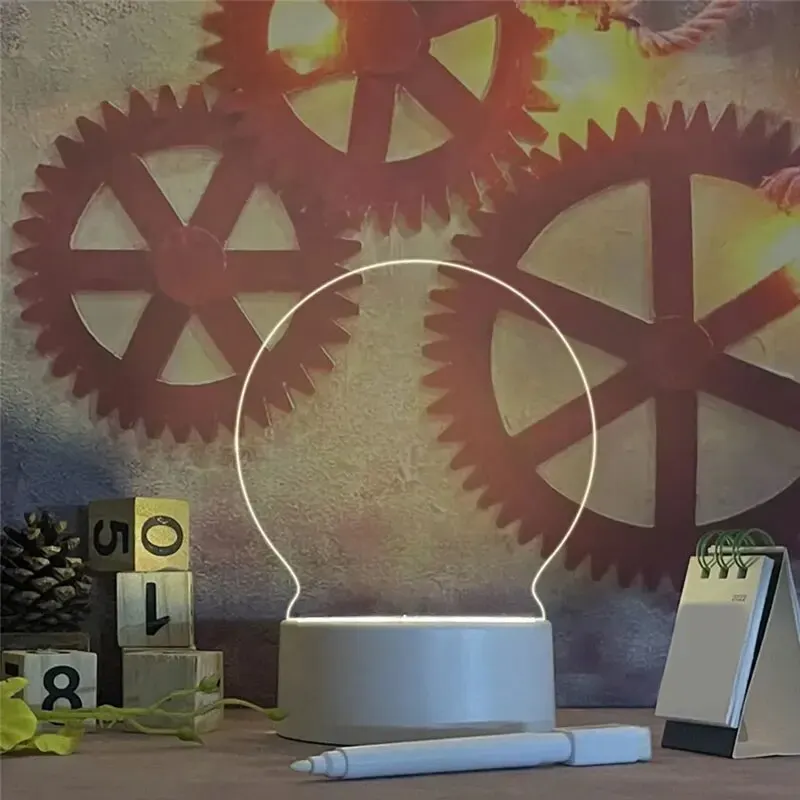 1pcs USB 따뜻한 노란색 라이트 시트 투명 빛 방출 아크릴 지울 수있는 메시지 작은 화이트 보드