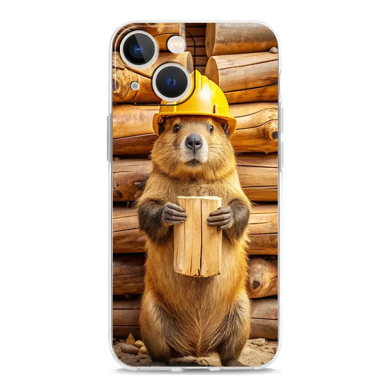 Clear Soft Cover with Funny Beaver Design - Protective Phone Case