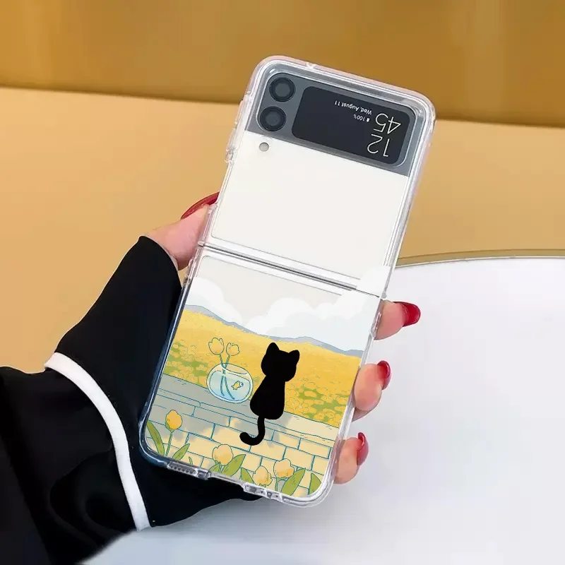 Retro Van-Gogh Black Cat Transparent Clear Phone Case Cover