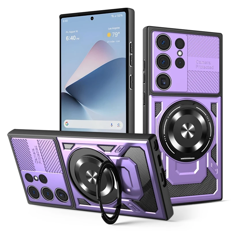 Enhanced Armor Shockproof Magnetic Ring Case with Wireless Charging Compatibility