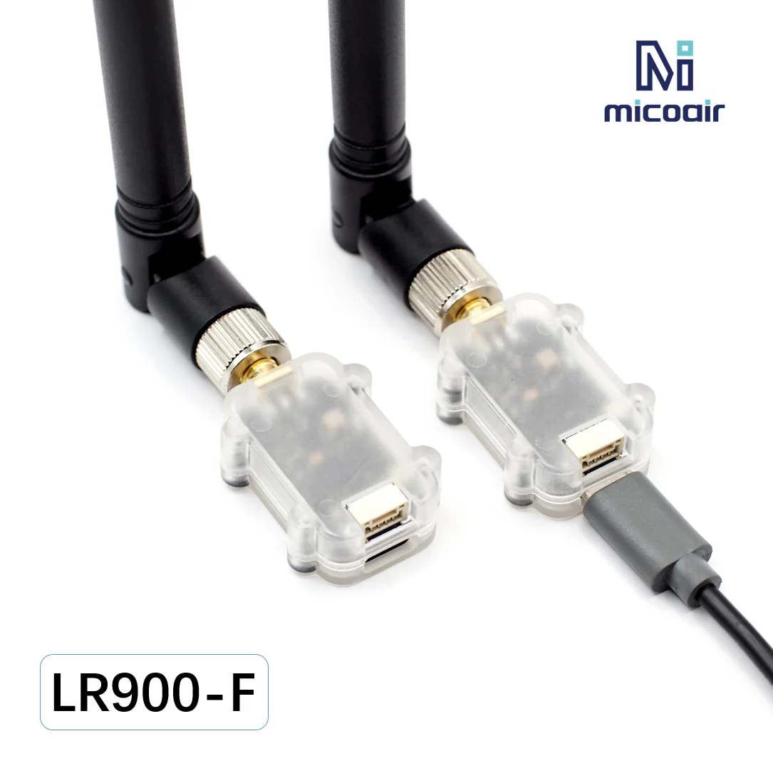 Boîtier de la radio télémétrie LoRa 30km pour drone MicoAir, connecteurs et câbles visibles