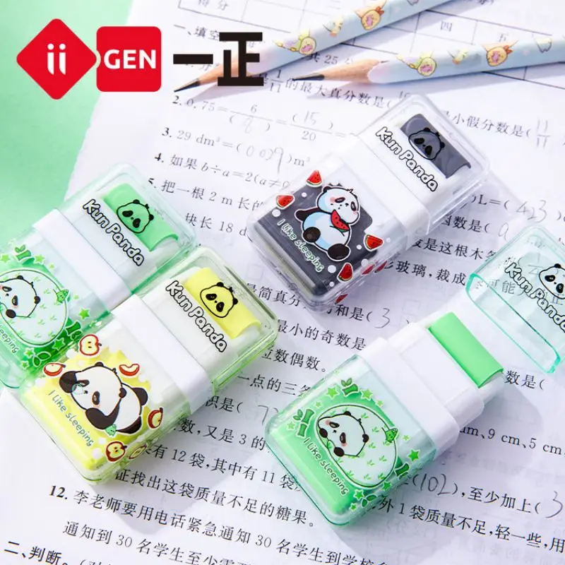 Pencil Eraser 3pcs Creative Cute Animal Kun Panda Roller Eraser Cartoon 2 in 1 Eraser Kids School Office Correction Rubber Supplies