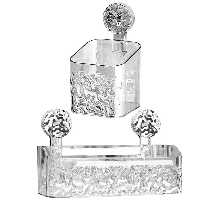 

Suction Cup Shelf For Mirror Multi Capacity Sucker Rack Bathroom Suction Tray No Punching Clear Bathroom Wall Storage Caddy