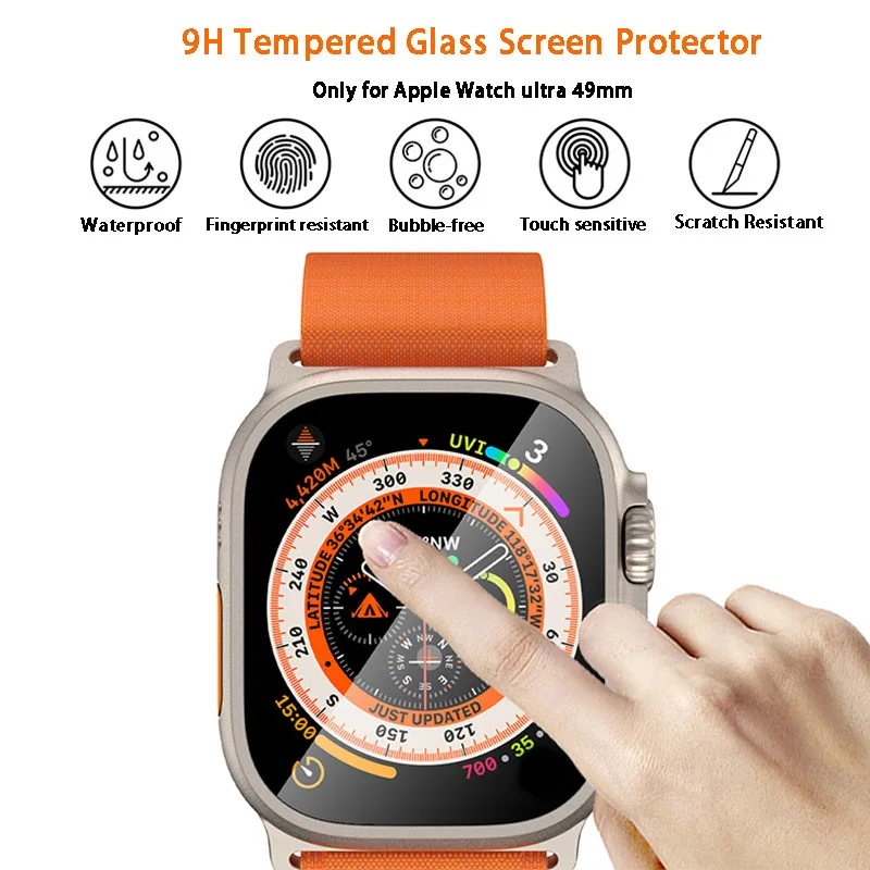 Tempered Glass Screen Protector For Apple Watch Ultra 49MM With Alignment Film Tool for iwatch 49MM Film Protection Accessories