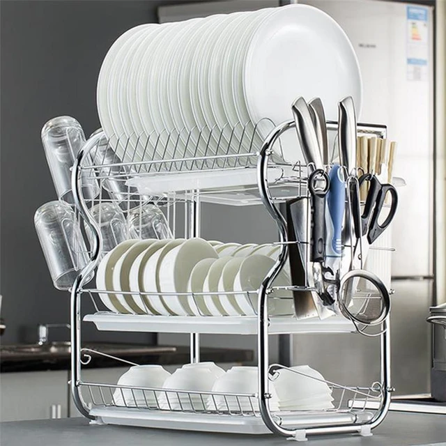 Dish Drying Rack Kitchen Utensils Drainer Rack with Drain Board Countertop  Dinnerware Plates Bowls Chopsticks Spoons Organizer - AliExpress