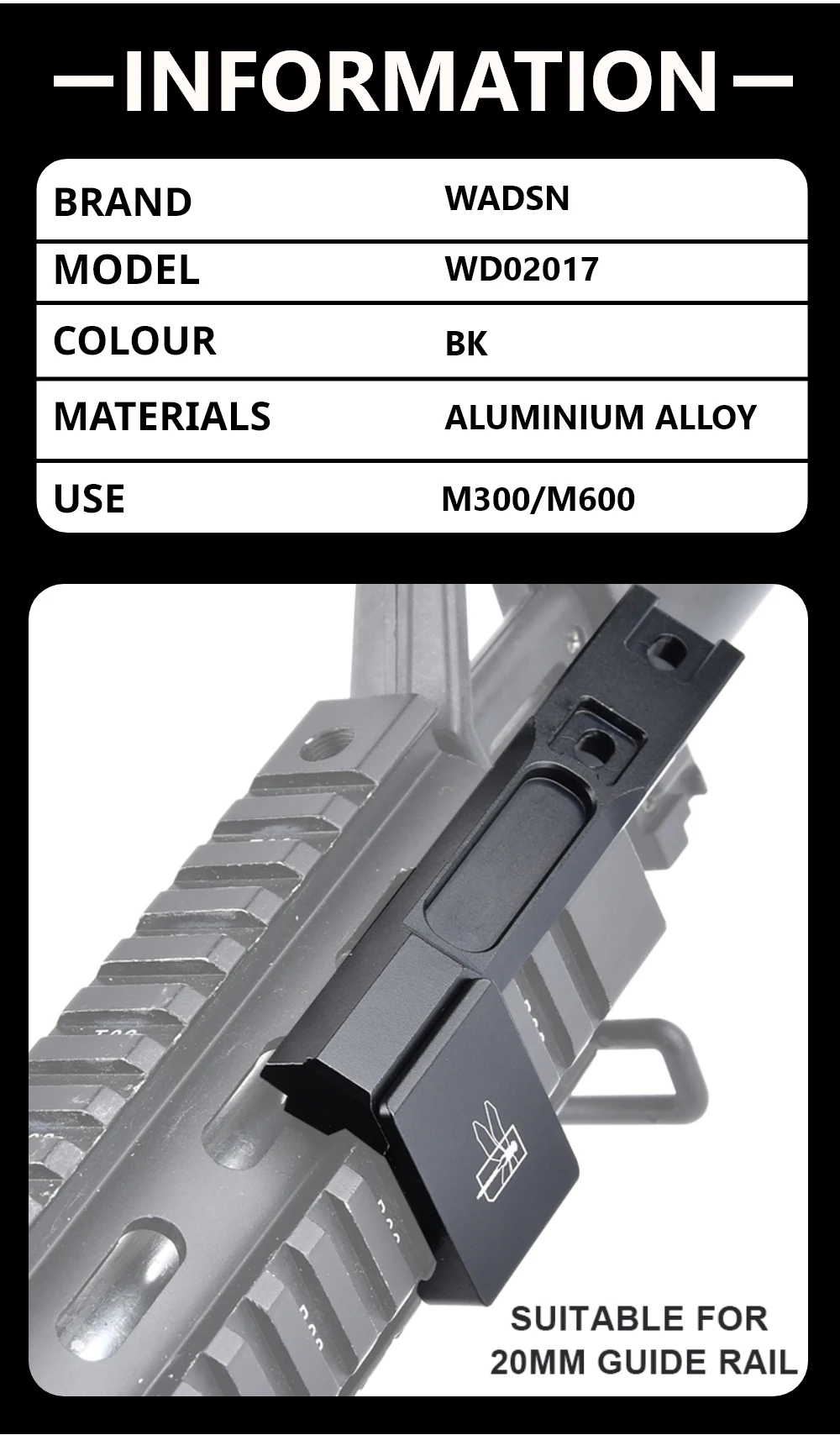 Description Picture 4 of item20mm Picatinny Rail Offset Adaptive Long Bar Lights Mount Rifle Surefire M300 M600 Weapon Flashlight Base Airsoft Accessories