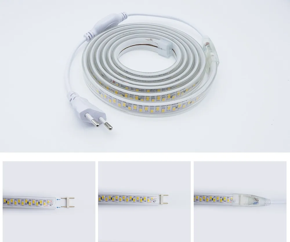 IP67 220V 110V SMD 5630 5730 LED Strip 180LEDs/m Super Bright With EU US Plug Waterproof Warm White In-Outdoor Flexible Light led strip 5050 220v waterproof flexible light 60led m super bright led ribbon with power plug 1m 2m 5m 10m 20m 25m 50m 100m