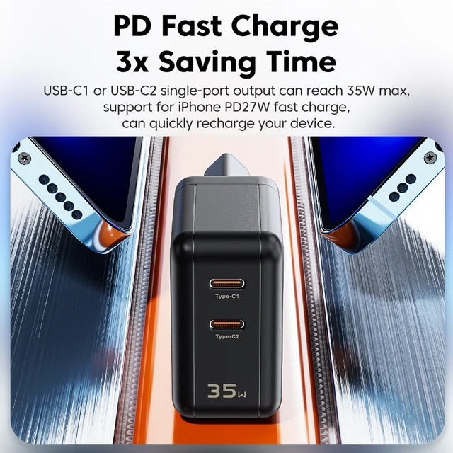 Toocki USB GaN Charger 35W Fast Charge Charger Type C PD 3.0 Quick Charge For iPhone 14 13 12 11 Pro Max USB C Charger Adapter 4