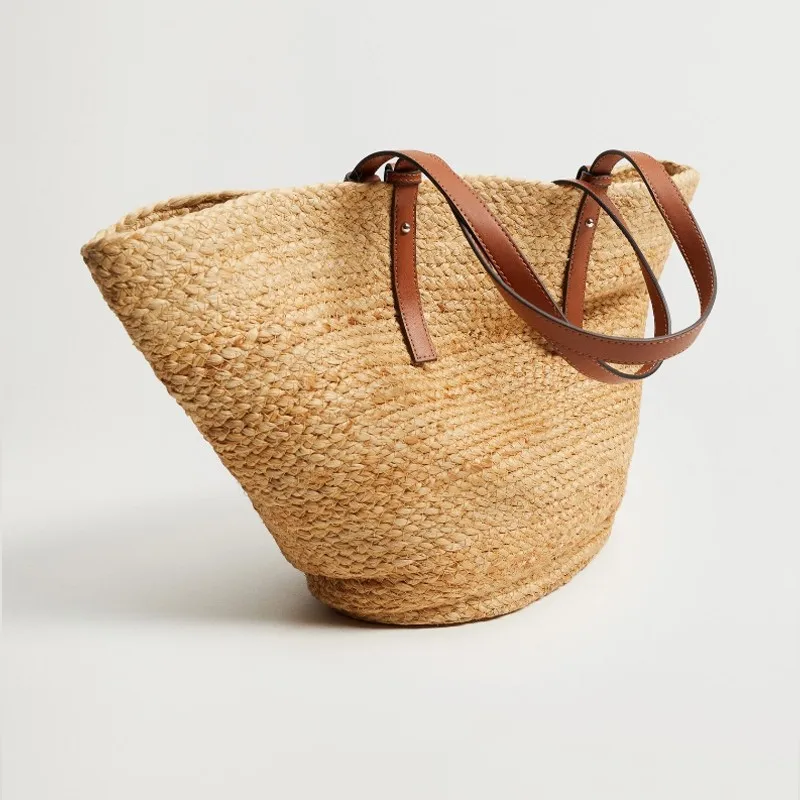 New Large Capacity Beach Shopping Bags Luxury Designer Rattan Woven Shoulder Bag Women Handmade Straw Handbags Summer Travel Bag