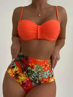 Sexy Bandeau Bikini 2025 Women Swimsuit Floral Swimwear Female High Waist Bikinis Set Swimming Bathing Suits Brazilian Biquini